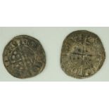 Two Edward I silver penny coins (1272 - 1307)