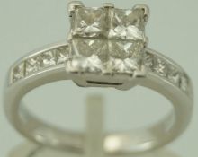 A diamond 18 carat white gold ring,