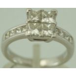 A diamond 18 carat white gold ring,