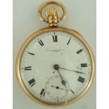 Thomas Russell, a 9 carat gold open faced pocket watch, Birmingham 1922,