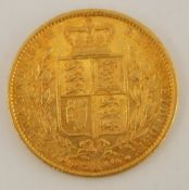 An 1863 full sovereign, Victoria young head,