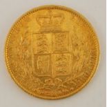 An 1863 full sovereign, Victoria young head,