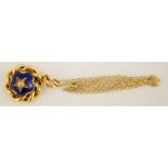 A mid Victorian diamond, gold and enamel hair locket back pendant,