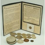 A George VI 1937 crown, and two five pound commemorative coins,
