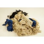 A large quantity of lace and crocheted trimmings, including black lace bindings,