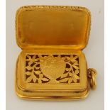 A late Victorian 18 carat gold vinaigrette, maker A.C.C.