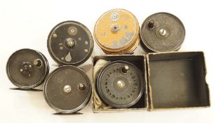 6 Youngs fly reels (one boxed) - 'Condex', 'Beaudex',
