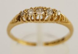 An Edwardian five stone diamond 18 carat gold ring, Chester 1905,
