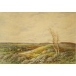 L Bowing
Moorland view
Watercolour
Signed lower left
23.
