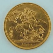 An 1877 full sovereign, Victoria young head,