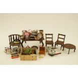 A quantity of dolls furniture including a Morphy Richards dolls iron,