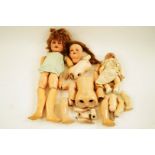 Two German bisque headed dolls with composite bodies,