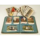 A postcard album WWI and a collection of loose postcards, some WWI and older,