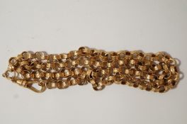 A 9ct gold chain, in the antique style with decorated round belcher links, 48 cm long,