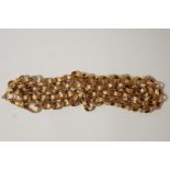 A 9ct gold chain, in the antique style with decorated round belcher links, 48 cm long,