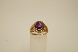 A single stone amethyst 9 ct dress ring, finger size N, 3.
