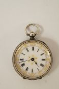 A lady's continental silver fob watch, stamped '935',