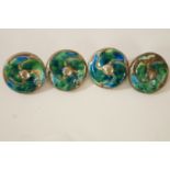 A set of four silver and enamel Art Nouveau buttons,by W.H.