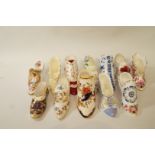 A collection of twelve ceramic shoes from "The Historic Miniature Shoe Collection" each sold with