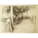 Charles Upton
Figure watching the picnic in the woods
Chalk
Signed and dated 1979 lower left
27cm x