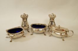 A five piece silver cruet set, by Harrods Ltd (Richard Woodman Burbridge), London 1932,