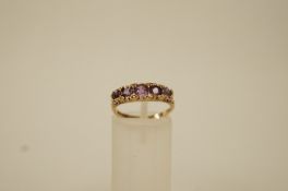 A 9 ct gold five stone dress ring, finger size L, 2.