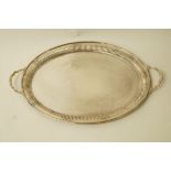 A large oval silver two handled tray, by Harrison Brothers and Howson, Sheffield 1919,