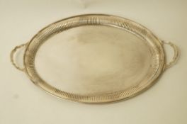 A large oval silver two handled tray, by Harrison Brothers and Howson, Sheffield 1919,