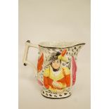 A Staffordshire pottery pearlware jug moulded in relief with Lord Wellington and General Hill,