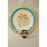 A 19th century porcelain inkwell painted in coloured enamels in Coalport style,