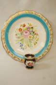 A 19th century porcelain inkwell painted in coloured enamels in Coalport style,