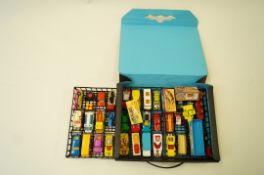 A Matchbox carry case and a quantity of cars,