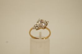 A cubic zirconia 14 ct gold dress ring, 3.