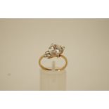 A cubic zirconia 14 ct gold dress ring, 3.