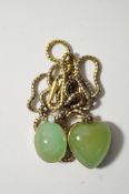 A Victorian green chrysoprase heart shape pendant, locket back,