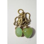 A Victorian green chrysoprase heart shape pendant, locket back,