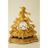 A 19th century French gilt clock and dome,