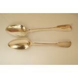 A pair of George IV silver tablespoons, by John & Henry Lias, London 1822, fiddle pattern,