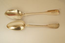 A pair of George IV silver tablespoons, by John & Henry Lias, London 1822, fiddle pattern,