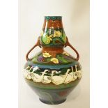 A Foley Intarsio two handled vase, designed by Frederick Rhead,