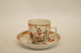 A Chinese porcelain Quanlong coffee cup and saucer,