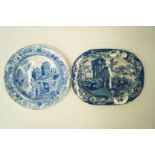 A Spode pearlware plate printed in blue with an Indian series scene, impressed marks, 25.