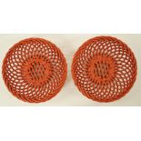 A pair of unusual 19th Century continental pottery baskets,