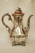 A Victorian silver coffee pot, by John and Albert Savory, London 1854, of baluster form,