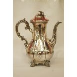 A Victorian silver coffee pot, by John and Albert Savory, London 1854, of baluster form,