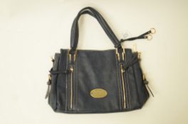 WITHDRAWN A Mulberry blue leather handbag with two front zipped compartments