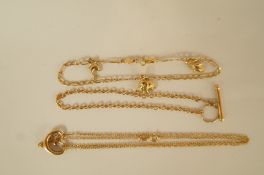 Three 9 ct gold items including a charm bracelet, 4.