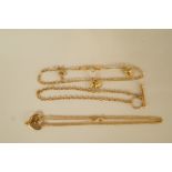 Three 9 ct gold items including a charm bracelet, 4.