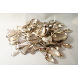 A large collection of antique silver spoons,