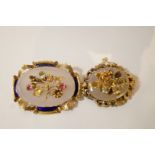 A Victorian agate and gem set panel brooch,